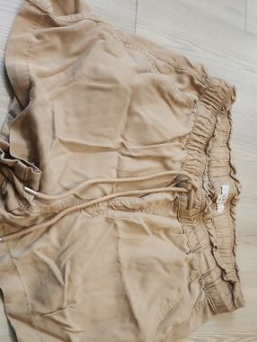 LOFT High Waist Drawstring Shorts in Tan
